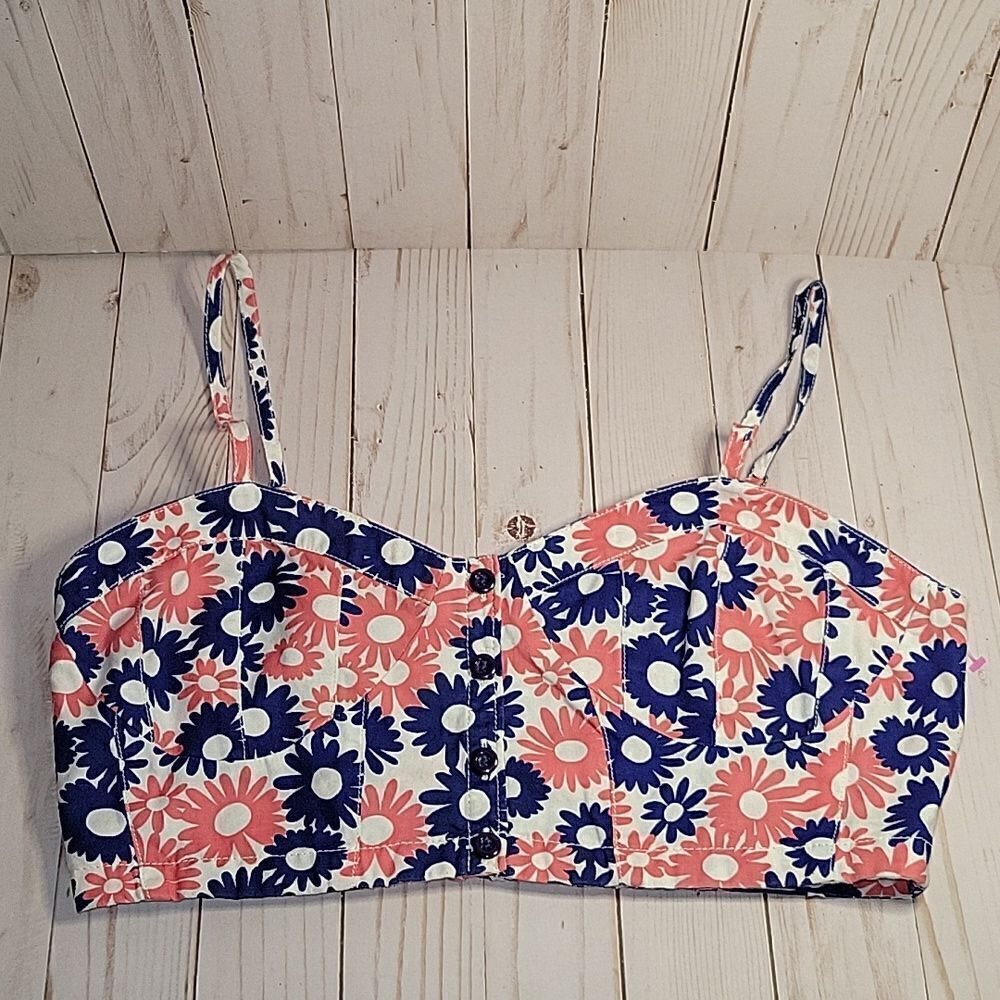 BP Floral Crop Bra Top Large 100 cotton
